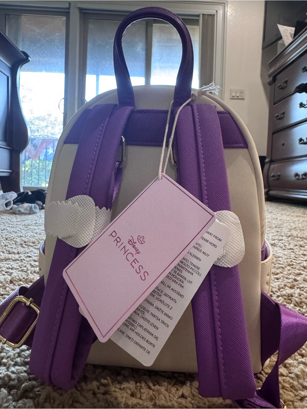 Loungefly Rapunzel Appliqué Mini Backpack - Pink, Purple, Green, Tan - Picture 3 of 5